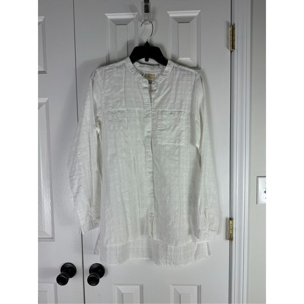 Exofficio White Lightweight Button-Front Tunic Blouse